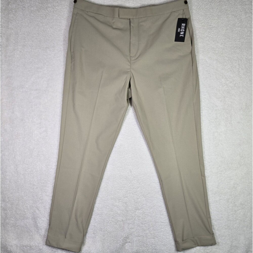 RHONE Commuter Pro Trouser Pants Mens 40x32 Slim Straight Fit Khaki Stretch